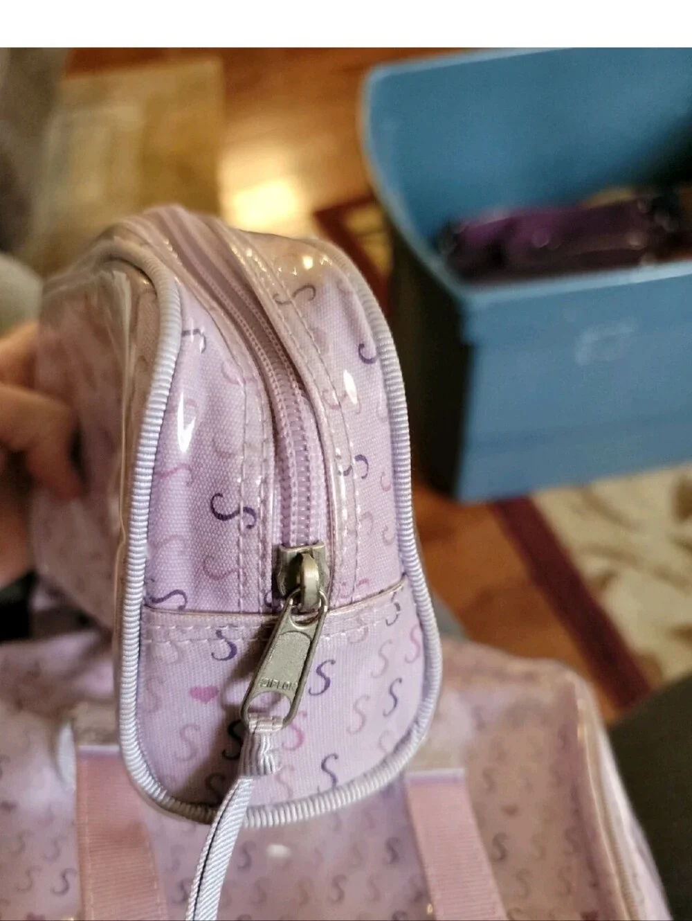 Liz Claiborne Lavender S Print Purse and Matching Cosmetic Bag